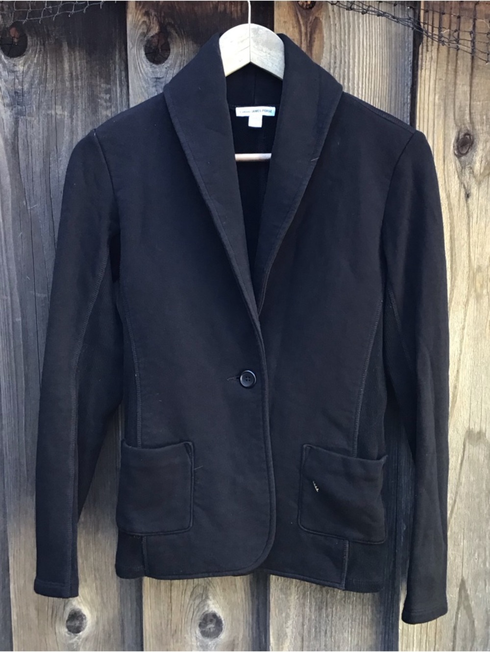 James Perse Standard Shawl Collar Knit Blazer Jacket Black Womens Size 3 Casual